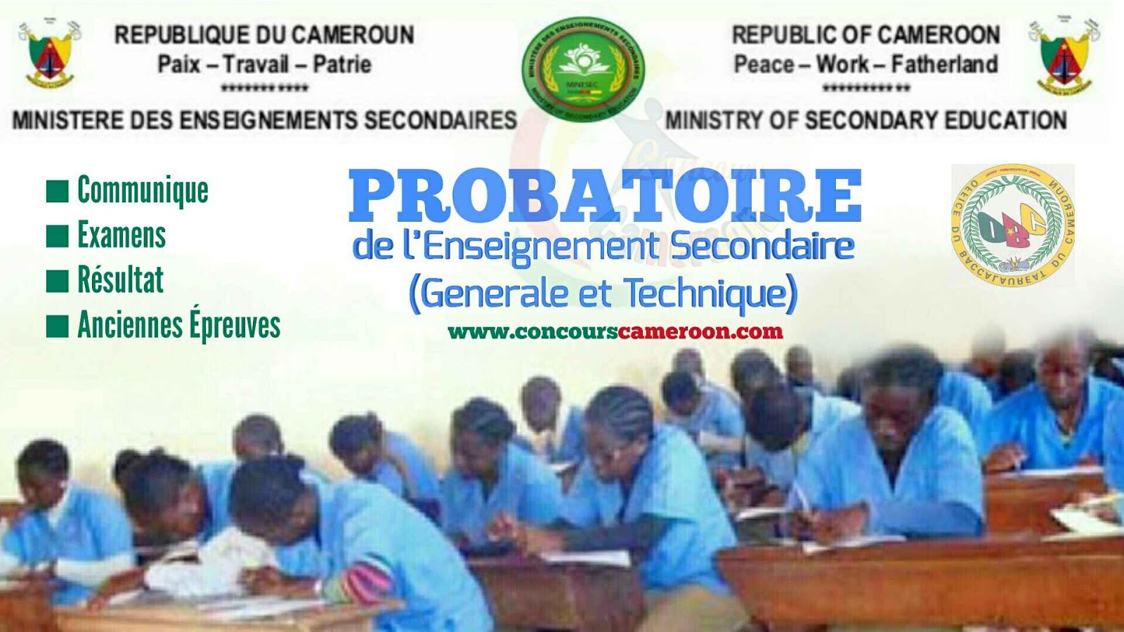 Probatoire de l’Enseignement Secondaire Général Minesec Cameroon Probatoire de l’Enseignement Secondaire Général